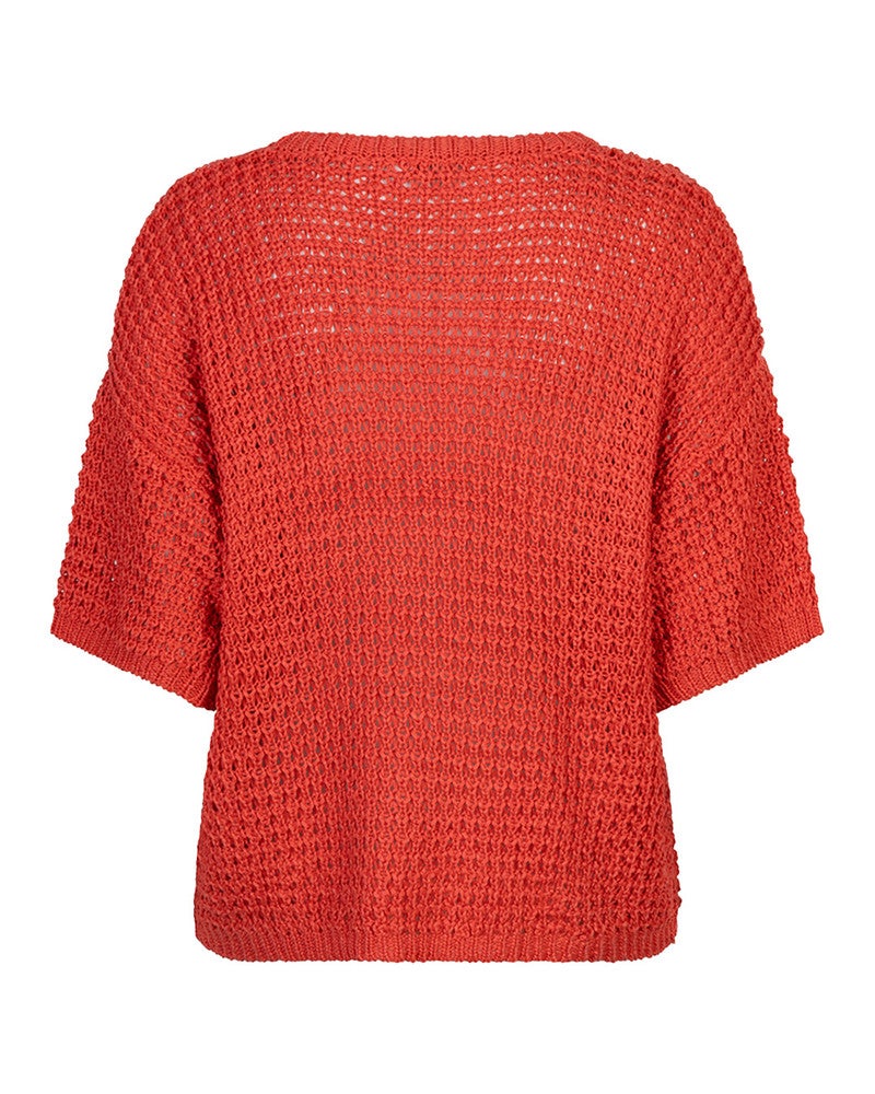 Sweater open knit s/slve Rood Sweater open knit s/slve Rood