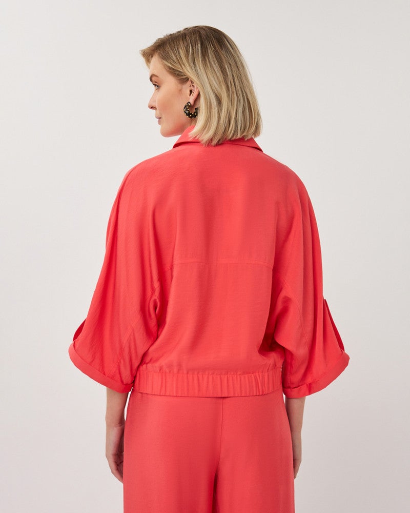 Jacket s/slve slub Rood Jacket s/slve slub Rood