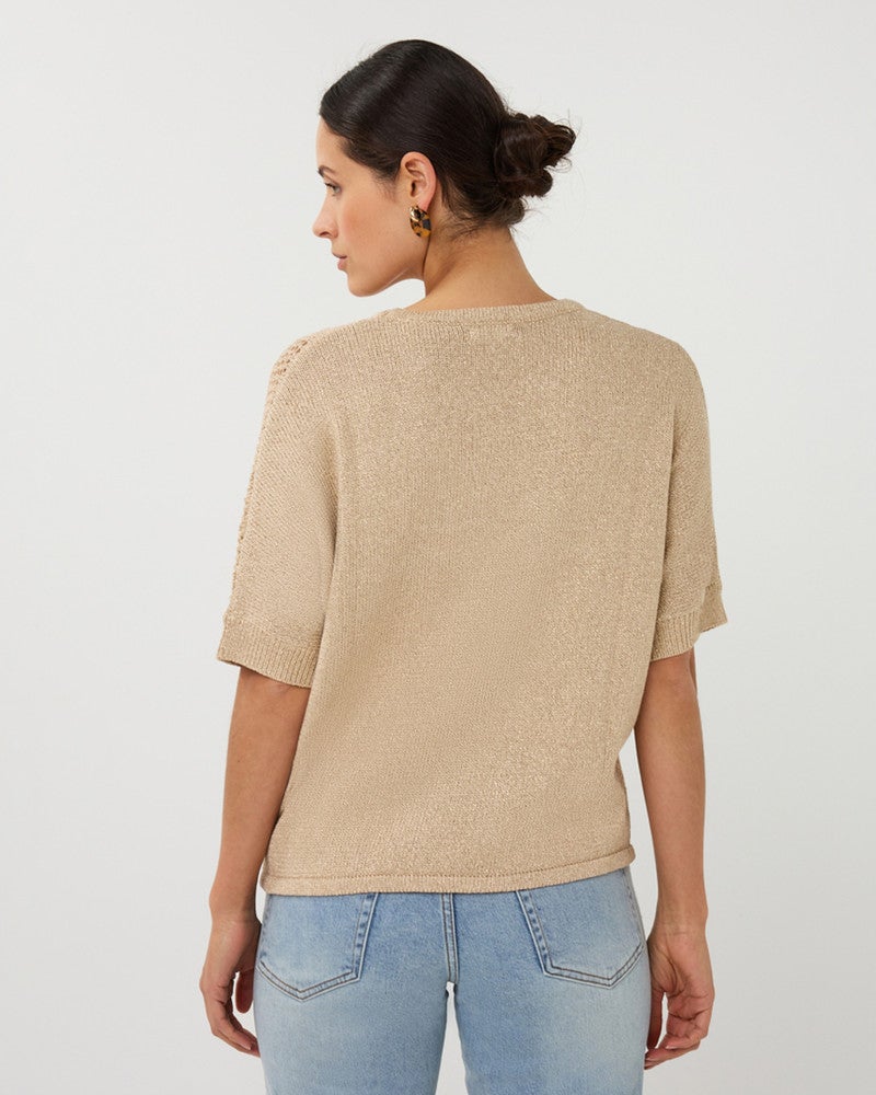 Sweater ajour batwing Zand Sweater ajour batwing Zand