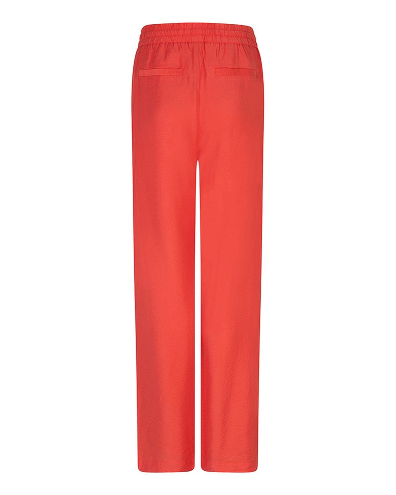 Trousers wide elastic waist slub Rood Trousers wide elastic waist slub Rood