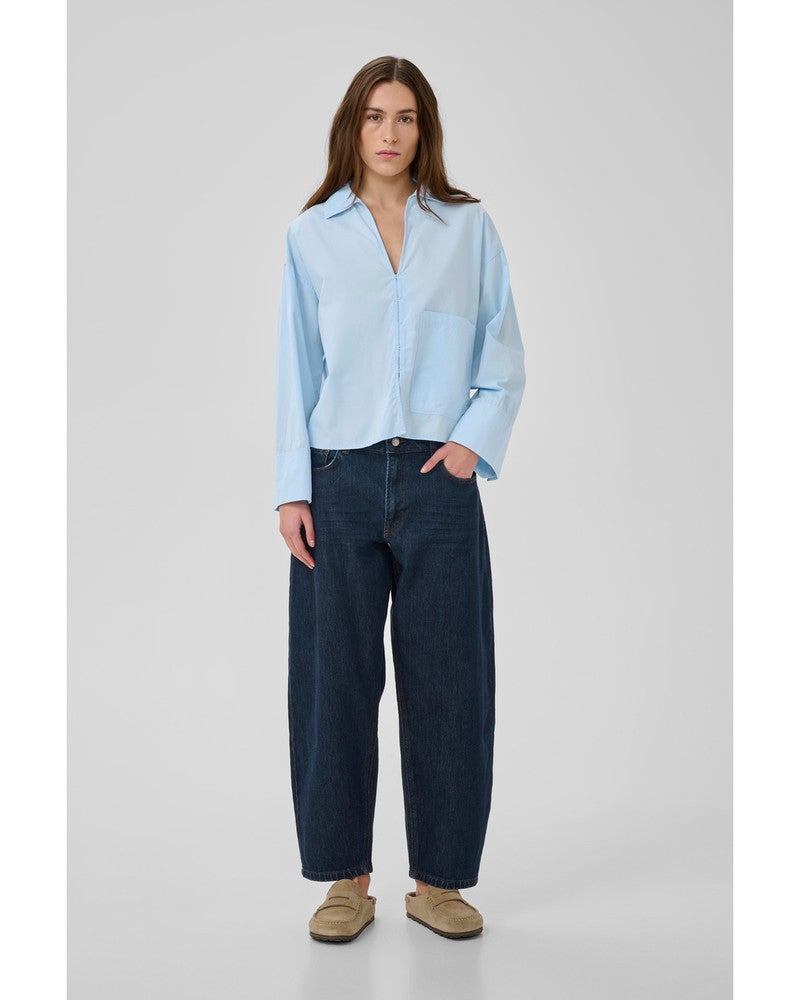 MWSunna Boxy Short Shirt Licht Blauw MWSunna Boxy Short Shirt Licht Blauw