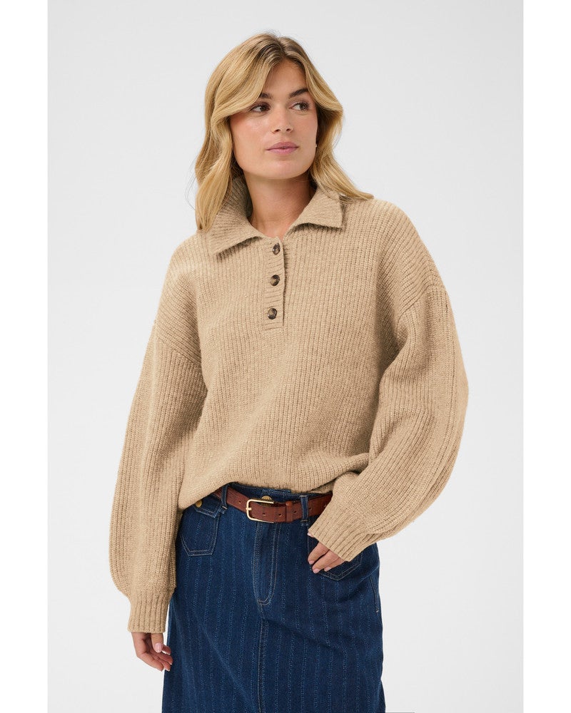 OttolineSZ Polo Pullover Bruin 1 OttolineSZ Polo Pullover Bruin 1