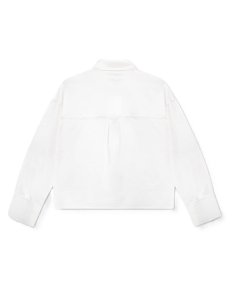 ladies woven cropped subtle satin blouse Off White ladies woven cropped subtle satin blouse Off White