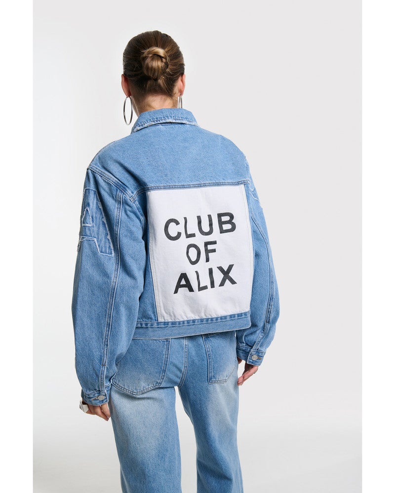 ladies woven soft denim patch jacket Blauw ladies woven soft denim patch jacket Blauw