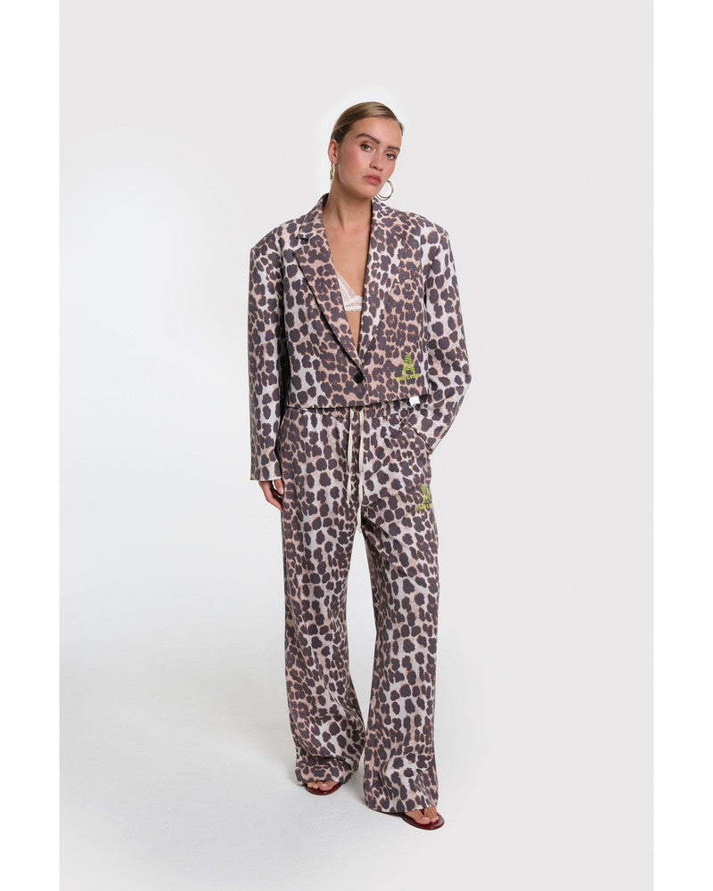 ladies woven animal cropped blazer Bruin 1 ladies woven animal cropped blazer Bruin 1