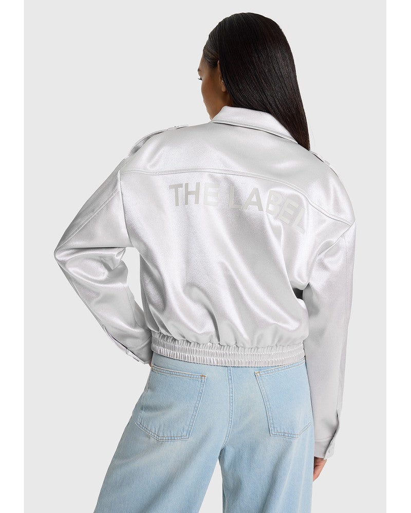 ladies woven shiny artwork jacket Zilver ladies woven shiny artwork jacket Zilver