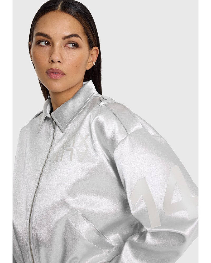 ladies woven shiny artwork jacket Zilver ladies woven shiny artwork jacket Zilver