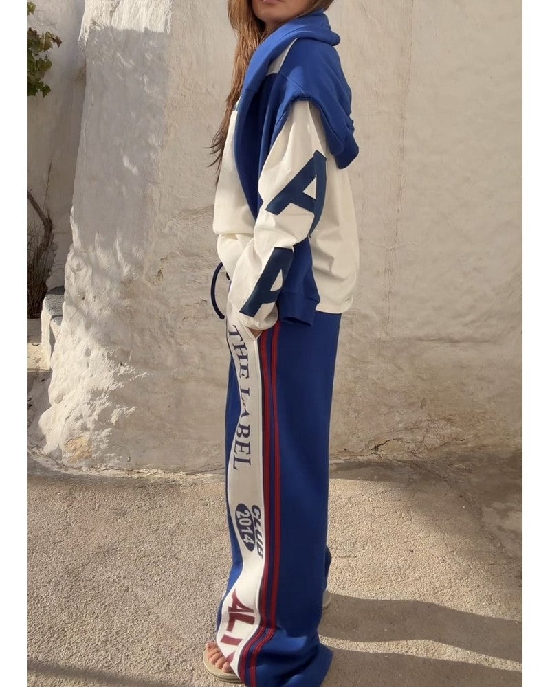 ladies knitted logo tape pants Blauw ladies knitted logo tape pants Blauw