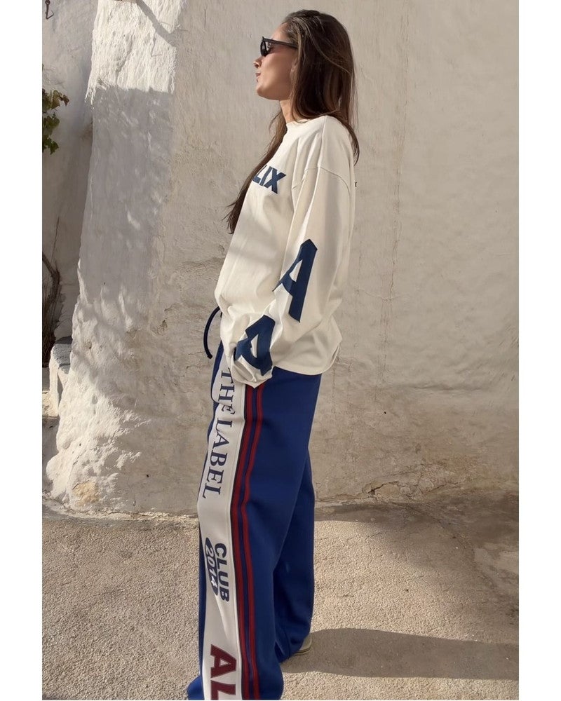 ladies knitted logo tape pants Blauw ladies knitted logo tape pants Blauw