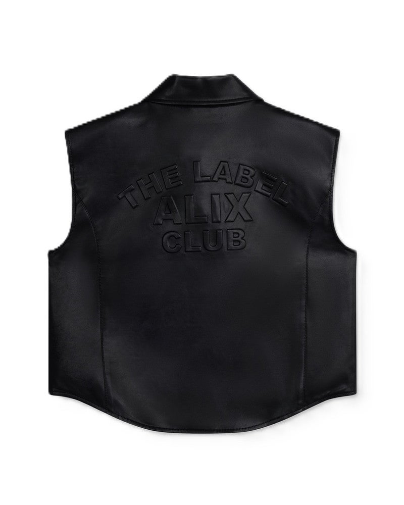 ladies woven faux leather waistcoat Zwart 1 ladies woven faux leather waistcoat Zwart 1