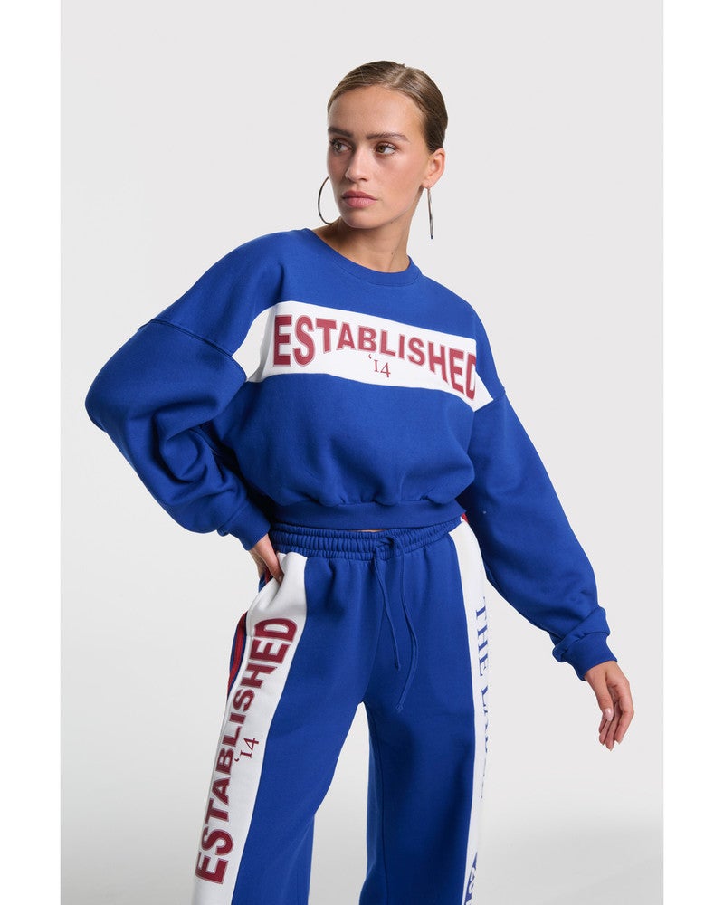 ladies knitted logo tape sweater Blauw ladies knitted logo tape sweater Blauw