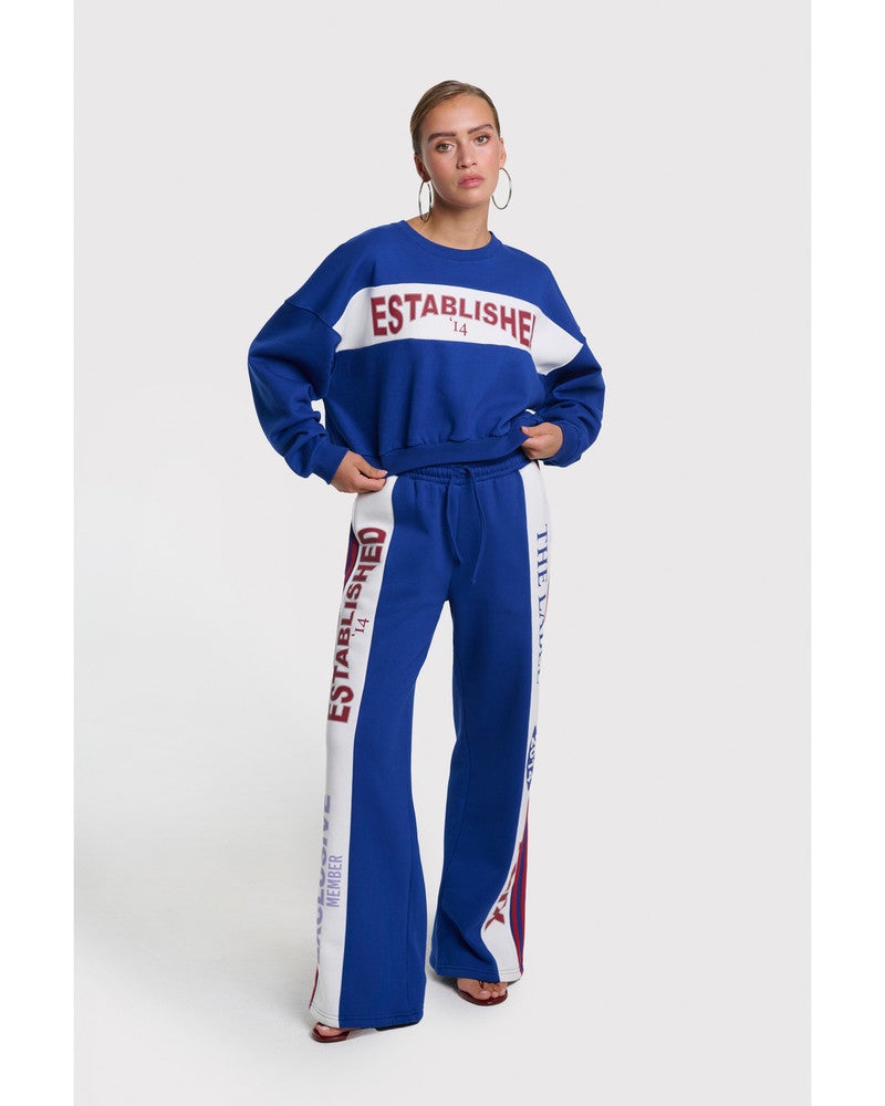 ladies knitted logo tape sweater Blauw ladies knitted logo tape sweater Blauw