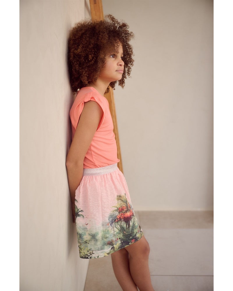 Ninu Seersucker Border Printed Skirt Roze Ninu Seersucker Border Printed Skirt Roze