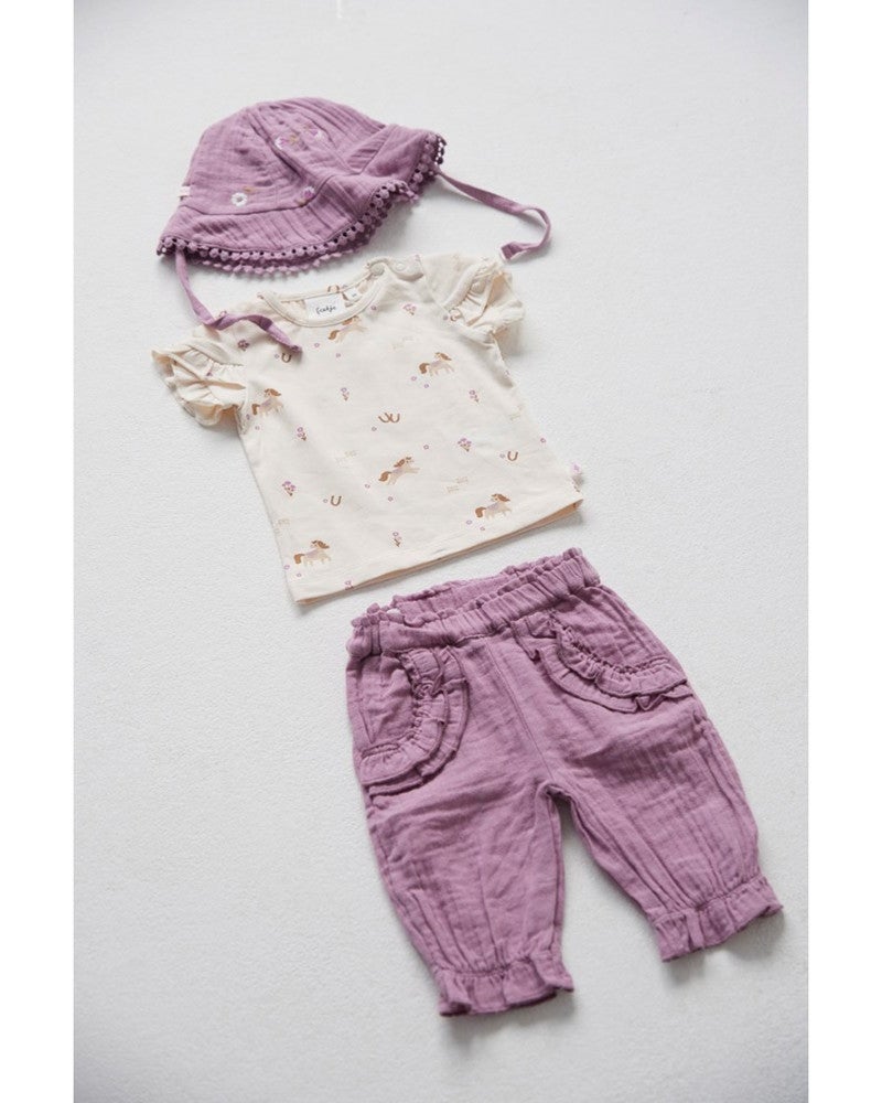 Broek mousseline - Flower Ranch Paars Broek mousseline - Flower Ranch Paars