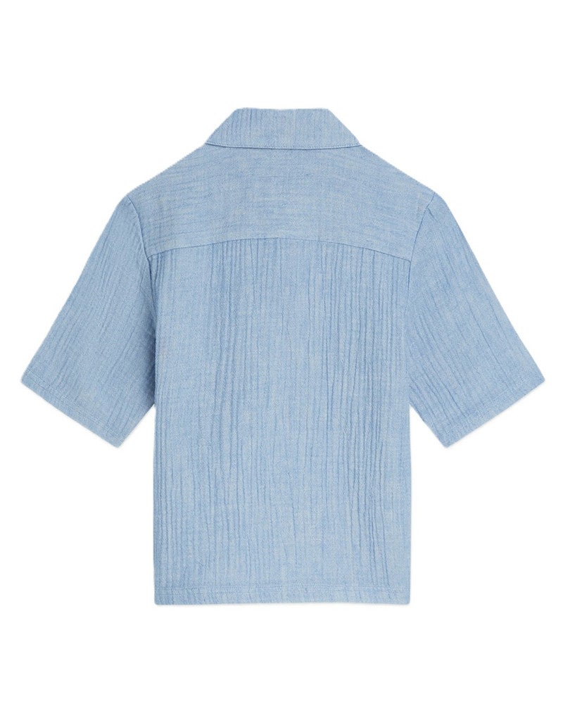 Cotton chambray shortsleeve shirt Licht Blauw Cotton chambray shortsleeve shirt Licht Blauw