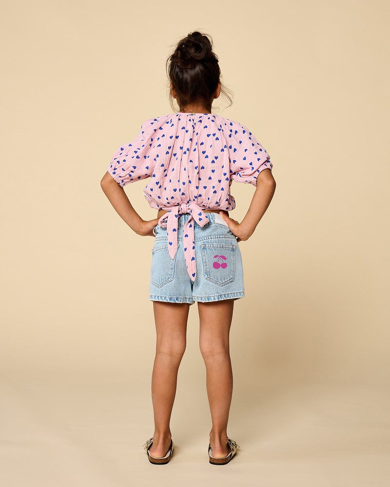 Jeans Short Cherry Pocket Licht Blauw Jeans Short Cherry Pocket Licht Blauw