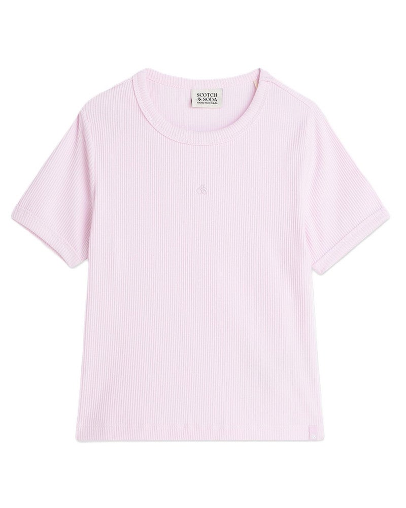 Seasonal core ribbed slimfit Tshirt Roze Seasonal core ribbed slimfit Tshirt Roze