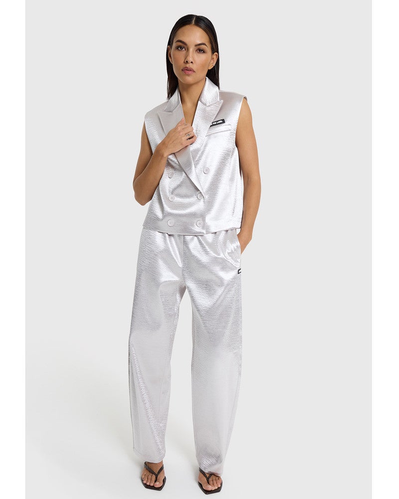 ladies woven shiny pants Zilver ladies woven shiny pants Zilver