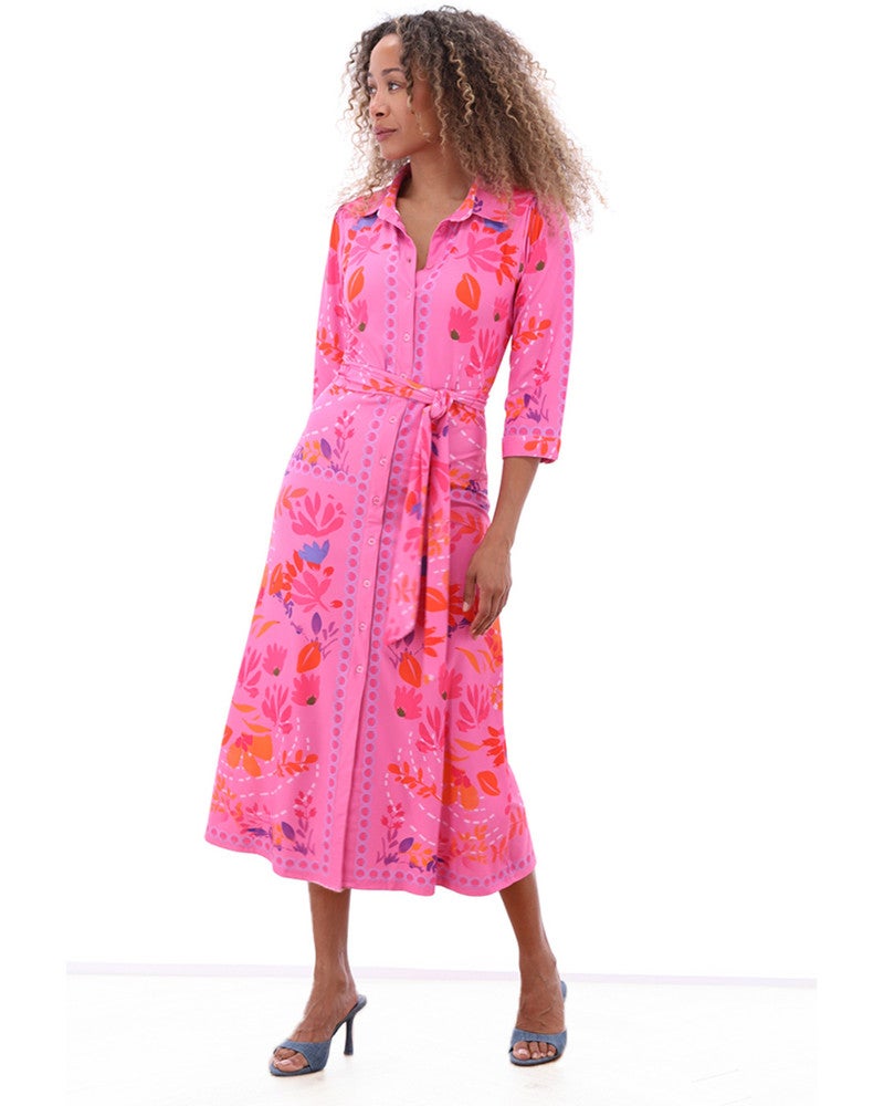 C414 Maxi jurk met design Roze C414 Maxi jurk met design Roze
