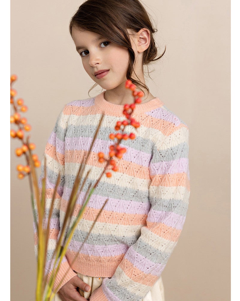 Kiddo Striped Knitted Sweater Oranje Kiddo Striped Knitted Sweater Oranje