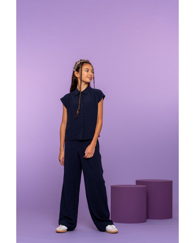 Pants straight crinckle Zwart 1 Pants straight crinckle Zwart 1