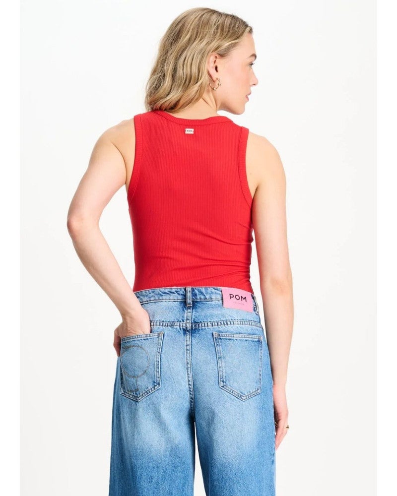TANKTOP - Rib Bloom Red Rood TANKTOP - Rib Bloom Red Rood