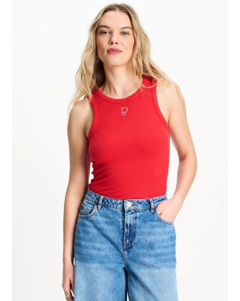 TANKTOP - Rib Bloom Red Rood TANKTOP - Rib Bloom Red Rood