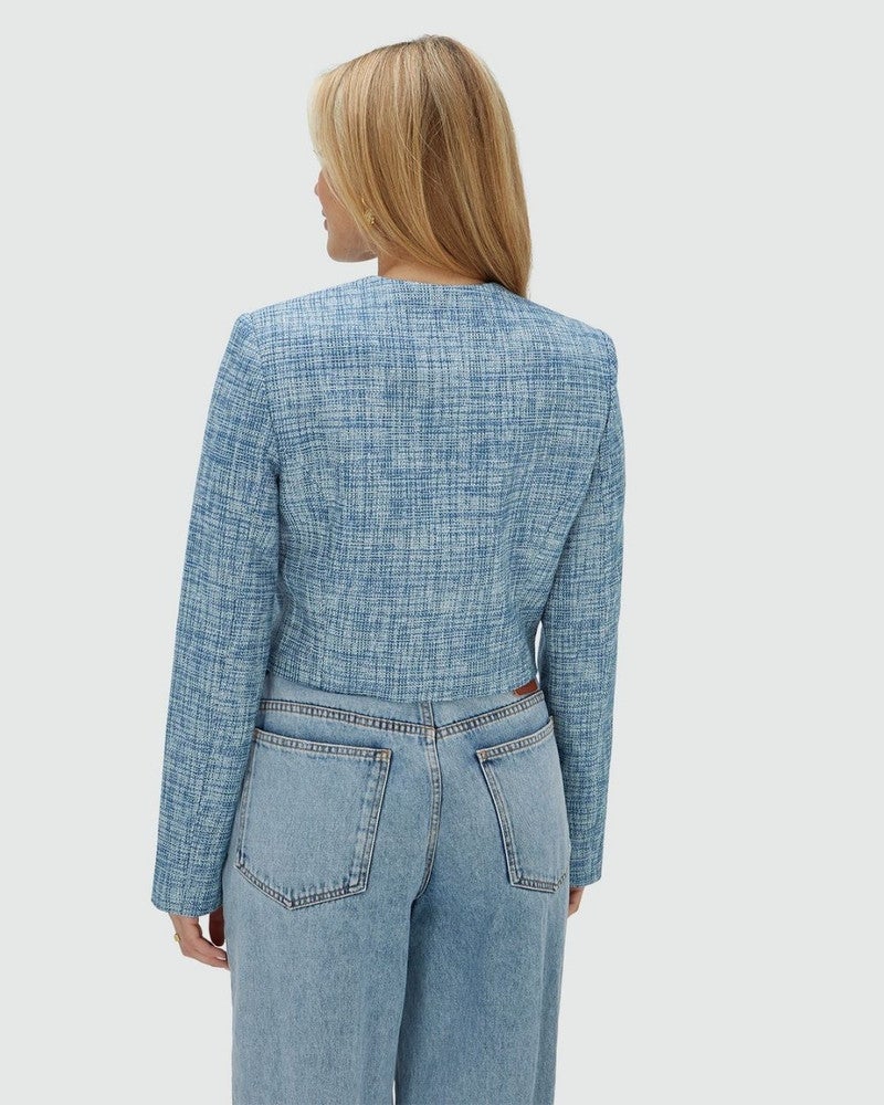 REMI cropped blazer met bouclé Blauw REMI cropped blazer met bouclé Blauw