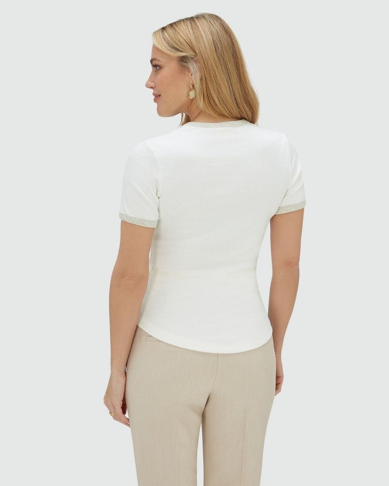 CODY slim fit T-shirt met logo Off White CODY slim fit T-shirt met logo Off White