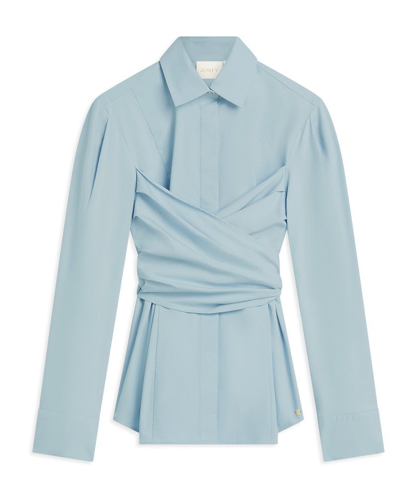 LUANN fitted blouse met strik detail Licht Blauw LUANN fitted blouse met strik detail Licht Blauw