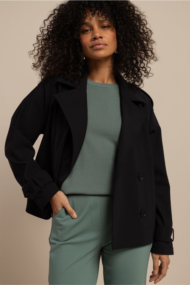 Cato bonded trenchcoat Zwart 1 Cato bonded trenchcoat Zwart 1