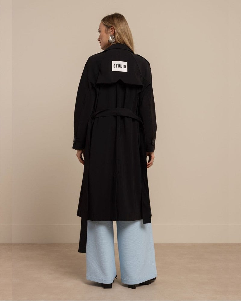 Laurine bonded trenchcoat Zwart 1 Laurine bonded trenchcoat Zwart 1
