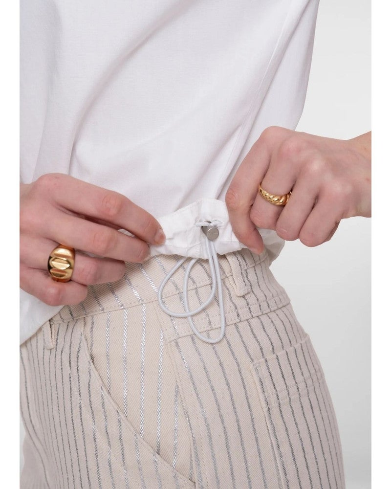 Blouse short sleeve drawstring Off White Blouse short sleeve drawstring Off White