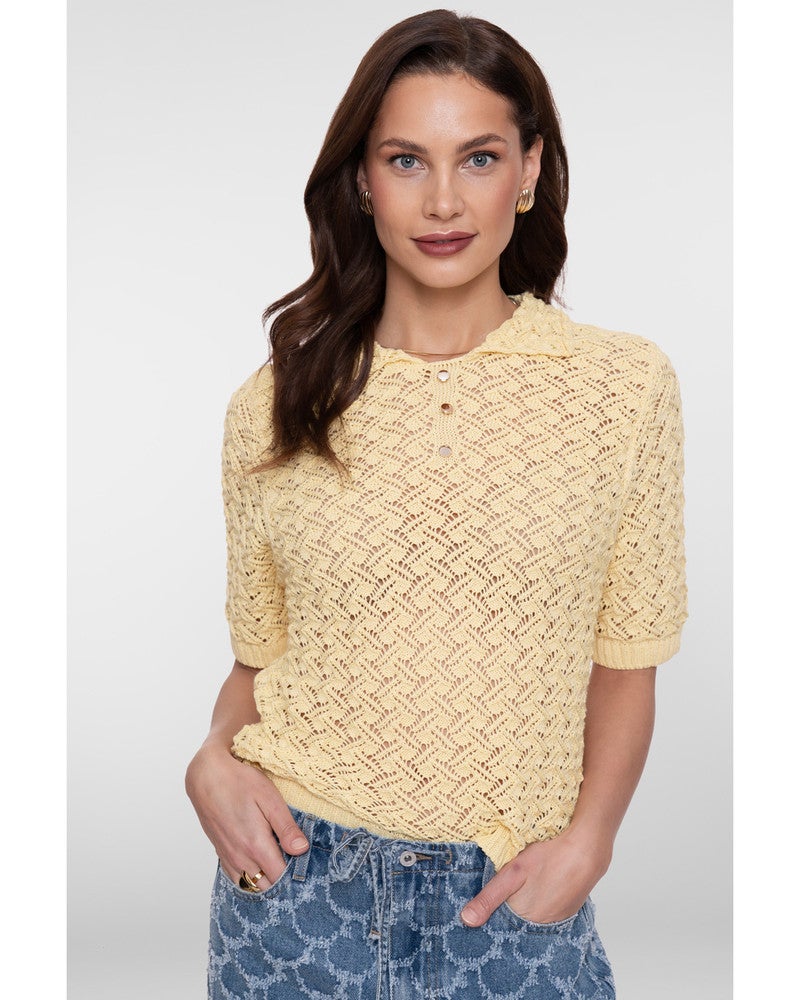 Pullover polo/buttons Geel Pullover polo/buttons Geel