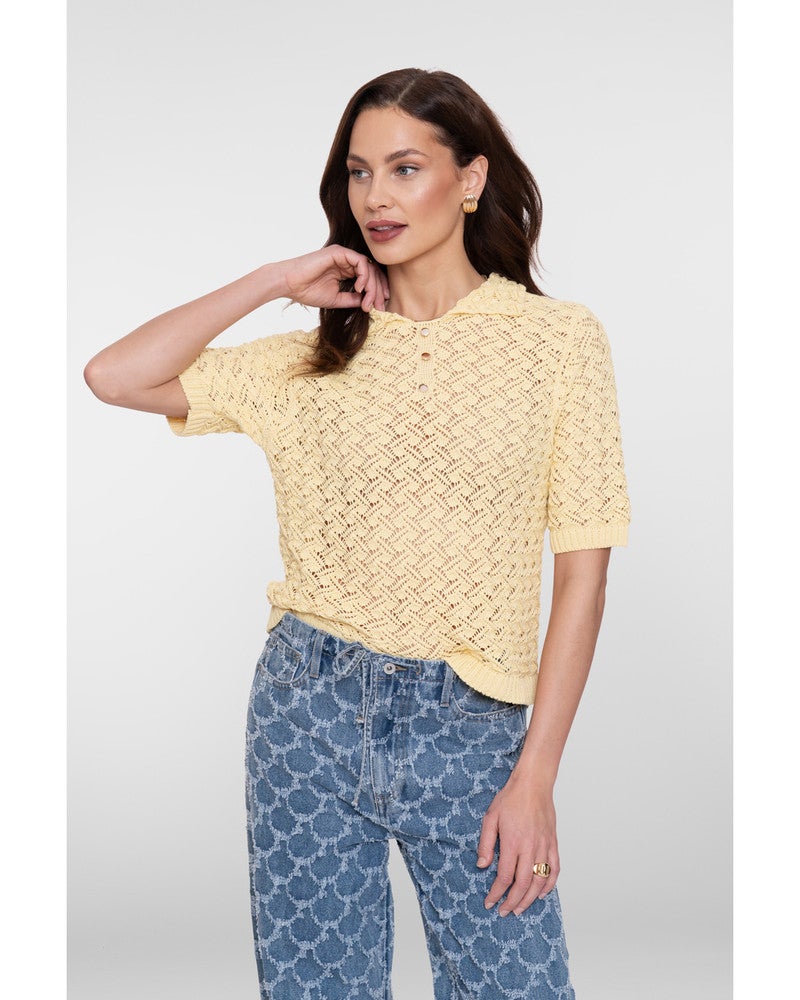 Pullover polo/buttons Geel Pullover polo/buttons Geel