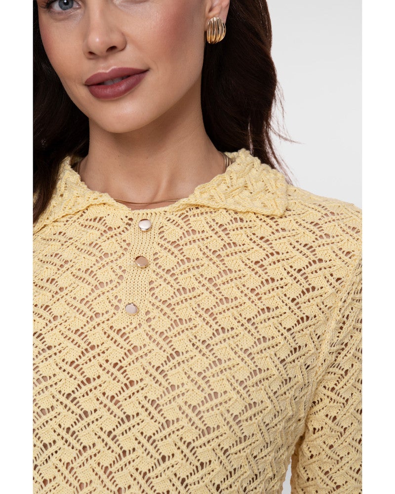 Pullover polo/buttons Geel Pullover polo/buttons Geel