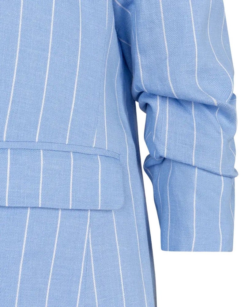 Blazer linen stripe Blauw Blazer linen stripe Blauw