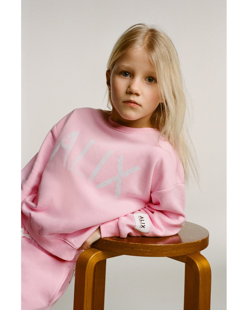 kids knitted on tour print sweater Roze kids knitted on tour print sweater Roze