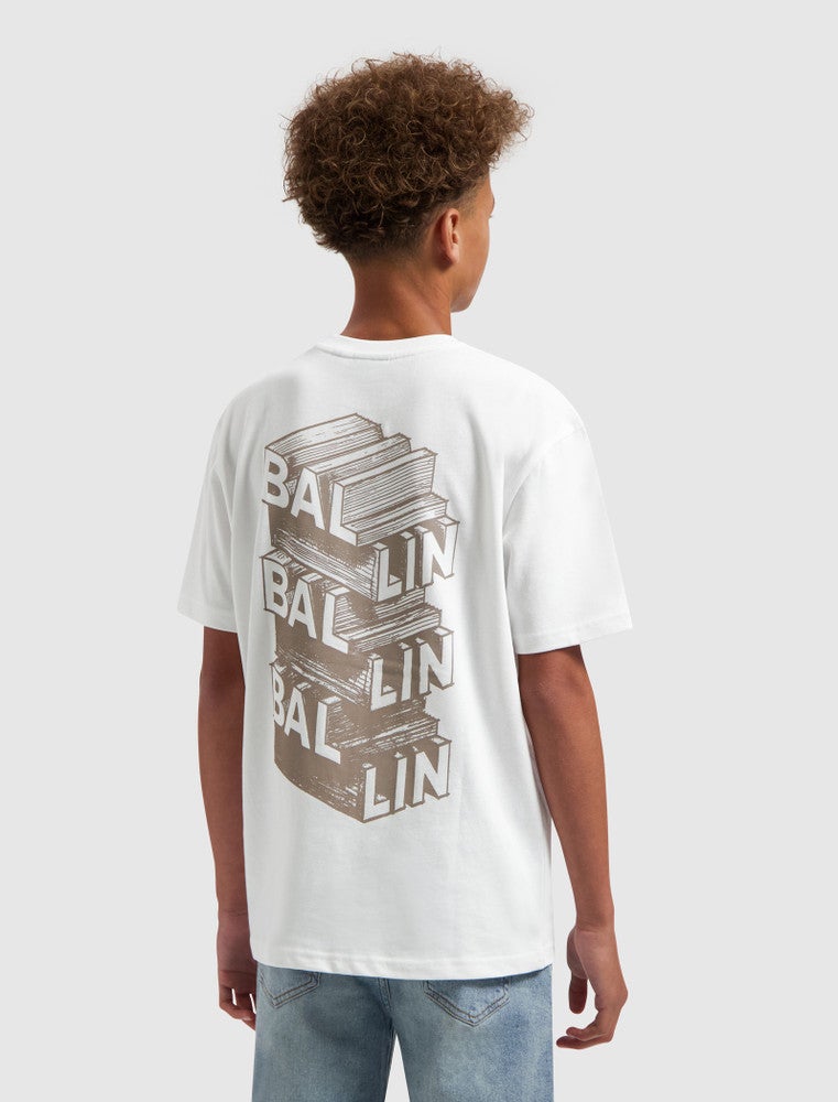 Junior Stacked Logo Pencil Sketch T-shirt Wit 1 Junior Stacked Logo Pencil Sketch T-shirt Wit 1