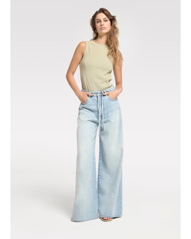 Extra Wide Leg Jeans With Cord Blauw Extra Wide Leg Jeans With Cord Blauw