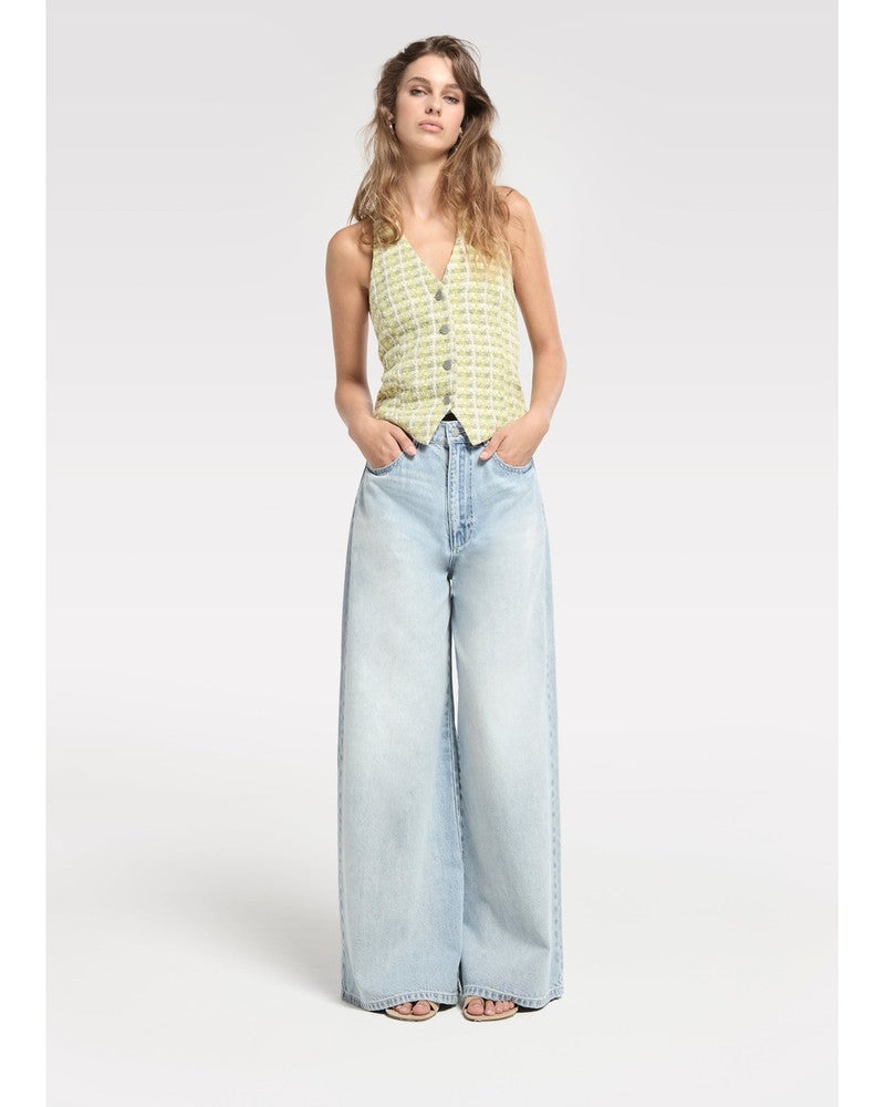 Extra Wide Leg Jeans With Cord Blauw Extra Wide Leg Jeans With Cord Blauw