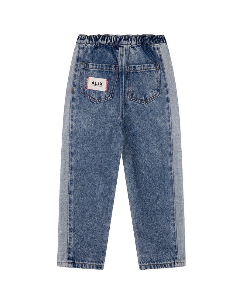kids woven colour block denim pants Blauw kids woven colour block denim pants Blauw