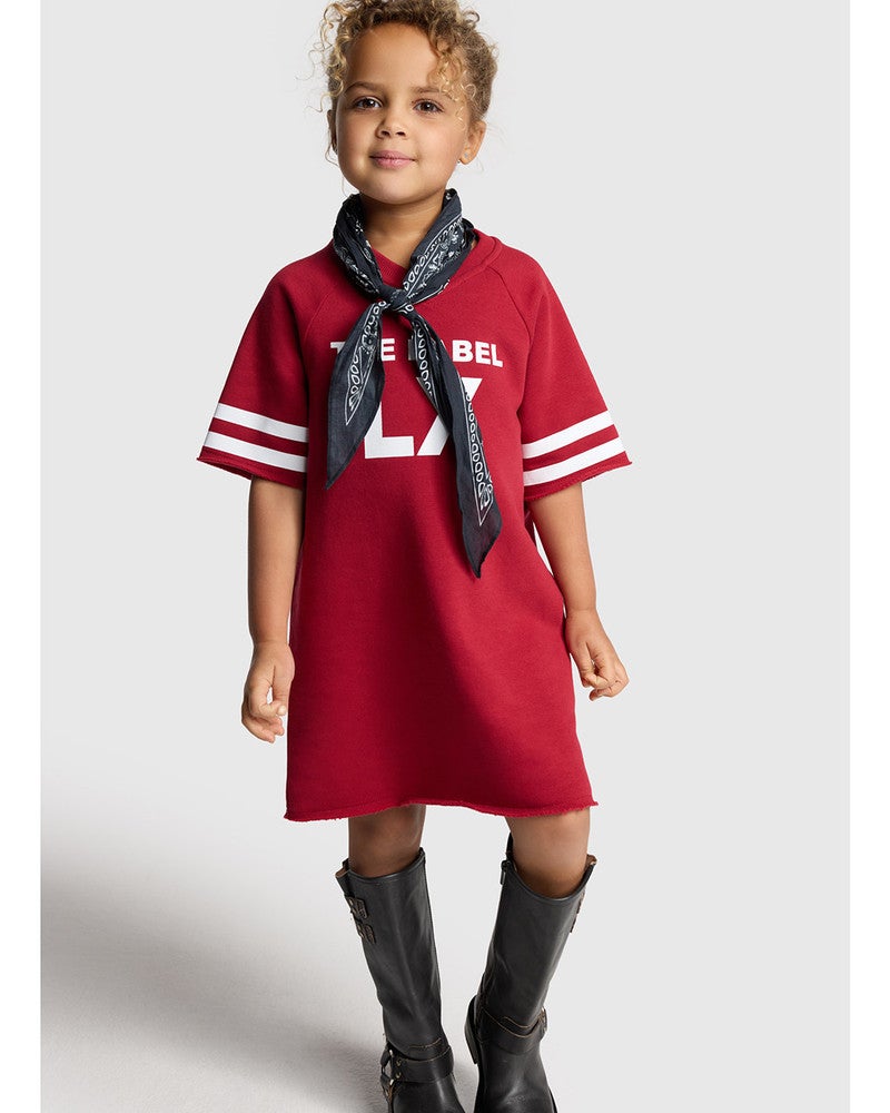 kids knitted sporty sweat dress Rood kids knitted sporty sweat dress Rood