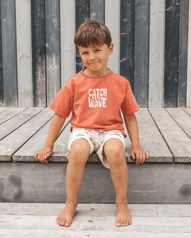 Garment Dye Wide Tee Rood Garment Dye Wide Tee Rood