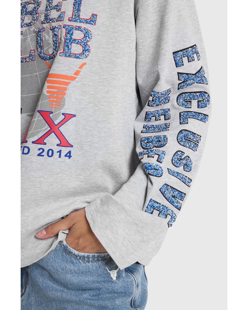 ladies knitted fancy print longsleeve t-shirt Grijs ladies knitted fancy print longsleeve t-shirt Grijs