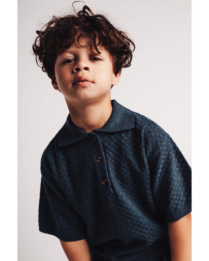 Milo Structure Polo Donker Blauw Milo Structure Polo Donker Blauw