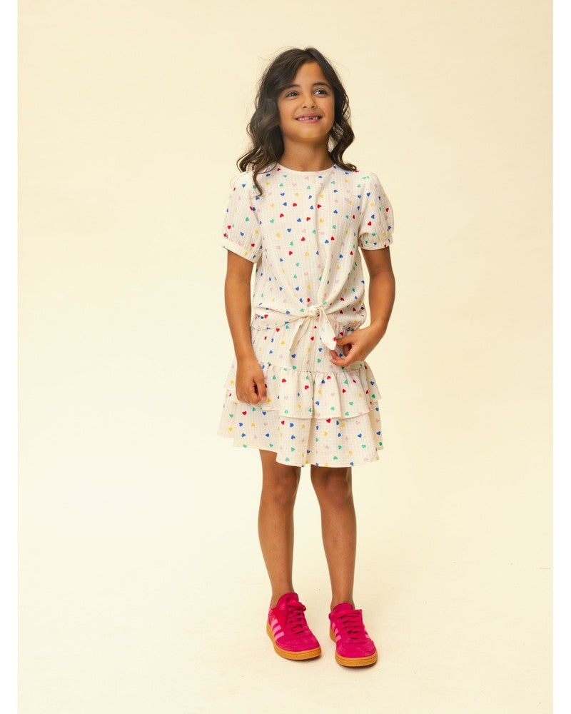 Little Hearts Woven Top SS Off White Little Hearts Woven Top SS Off White