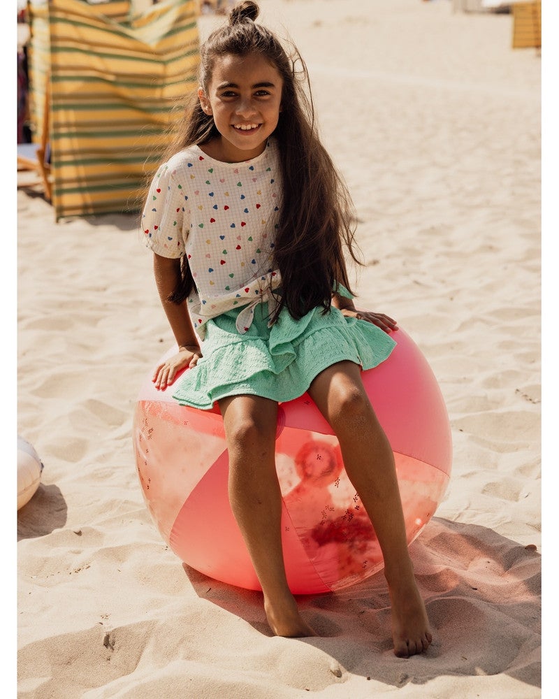 Little Hearts Woven Top SS Off White Little Hearts Woven Top SS Off White