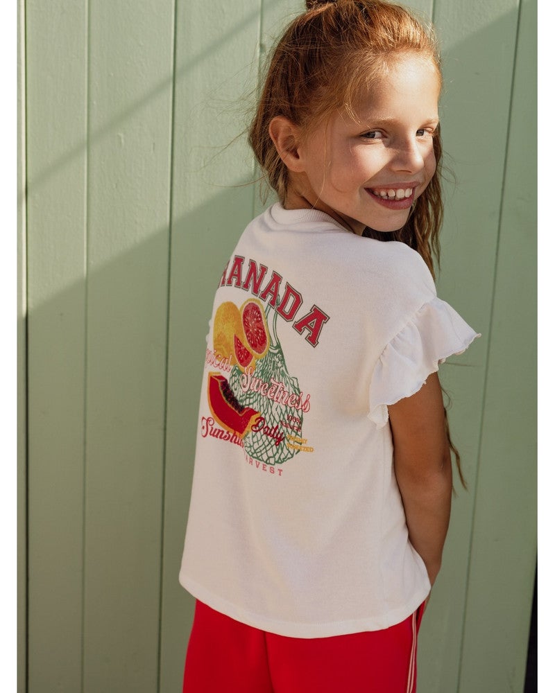 Little Sweater with Ruffles SS Granada Off White Little Sweater with Ruffles SS Granada Off White