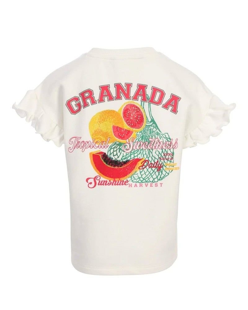 Little Sweater with Ruffles SS Granada Off White Little Sweater with Ruffles SS Granada Off White